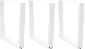 Valgomojo stalo kojelės, 3 vnt., baltos, 80x(72-73,3) cm, plienas, V formos