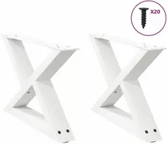 Kavos staliuko kojelės, 2 vnt., baltos, 60x(30-31,3) cm, plienas