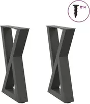 Kavos staliuko kojelės, 2 vnt., antracito spalvos, 28x(42-43,3) cm, plienas