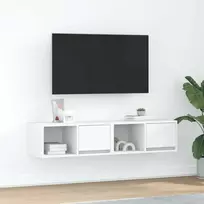 TV staliukas Televizoriaus spintelės, 2vnt., baltos, 60x31x25,5 cm, mediena