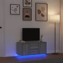 TV staliukas Televizoriaus spintelė su LED, pilka ąžuolo, 100x41x50 cm