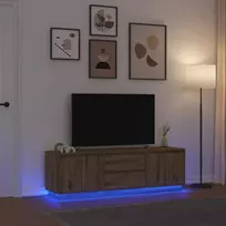 TV staliukas Televizoriaus spintelė su LED, artisano ąžuolas, 160,5x41x50 cm