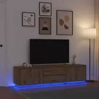 TV staliukas Televizoriaus spintelė su LED, artisano ąžuolas, 193,5x41x50 cm