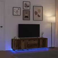 TV staliukas Televizoriaus spintelė su LED, medienos, 160,5x41x50 cm
