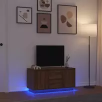 TV staliukas Televizoriaus spintelė su LED, ruda ąžuolo, 100x41x50 cm