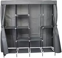 TEKSTILĖ SPINTA 168x45x172CM TAMSIAI PILKA