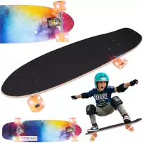 Malplay Medinė riedlentė su vienpusiu raštu, LED ratais, ABEC-7, 100 kg