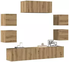 TV staliukas 7 dalių sieninis televizoriaus spintelės komplektas Artisan Oak