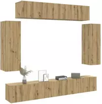 TV staliukas 6 dalių sieninis televizoriaus spintelės komplektas Artisan Oak