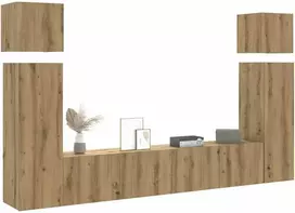 TV staliukas 8 dalių sieninis televizoriaus spintelės komplektas Artisan Oak