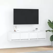 TV staliukas Televizoriaus spintelės, 2vnt., baltos, 60x31x25,5 cm, mediena