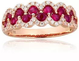 Auksinis žiedas - 17.5 - 2.99 g. - Briliantai (0,226Ct), Rubinas (0,813Ct)