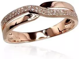 Auksinis žiedas su brangakmeniais. Metalas: Raudonas Auksas. Praba: 585°. Akmuo: Briliantai - 18 - 2.54 g. - Briliantai (0,119Ct)