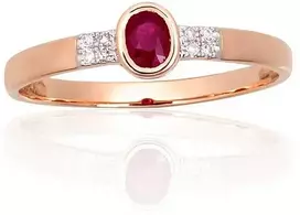 Auksinis žiedas - 16.5 - 1.11 g. - Briliantai (0,024Ct), Rubinas (0,22Ct)