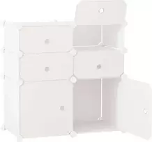 HOMCOM batų spintelė su daiktadėžėmis, plastikinė ir plieninė drabužių spinta, balta, 75x37x73 cm