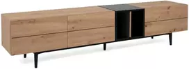 Homestyle4U TV staliukas, 195x37x48 cm, juodas, rudas