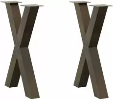Valgomojo stalo kojos, X formos, 2 vnt., natūralus plienas, 60x(72-73) cm, plienas