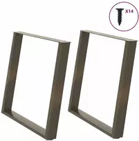 Valgomojo stalo kojelės, U formos, 2 vnt., natūralus plienas, 100 x (72-73) cm, plienas