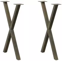 Valgomojo stalo kojos, X formos, 2 vnt., natūralus plienas, 57x(72-73) cm, plienas