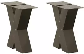 Kavos staliuko kojelės, X formos, 2 vnt., natūralus plienas, 30x(30-31) cm, plienas