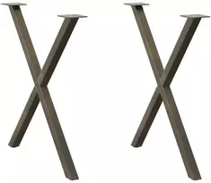 Valgomojo stalo kojelės, X formos, 2 vnt., natūralus plienas, 70x(72-73) cm, plienas