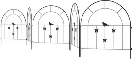 Outsunny sodo tvora, plieninė, 300 cm x 70 cm, dekoratyvinė grotelių tvoros sistema, tvoros elementai, šunų tvora, arkiniu viršumi, kraštovaizdžio tvora sodui, gėlynams, augintinių užtvara, lauko, juoda
