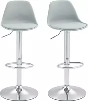 HOMCOM 2 baro kėdės, minkštos baro kėdės su plieniniu rėmu, atlošu, reguliuojamo aukščio virtuvės kėdės su atramomis kojoms 360° pasukama kėdė virtuvei, svetainei, valgomajam, pilka odos imitacija