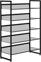 HOMCOM batų lentyna, 5 pakopų batų stovas, batų organizatorius iki 15 porų batų, su rankena prieškambariui, miegamajam, plieno, 72 x 30 x 102 cm, juodas