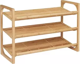 HOMCOM batų lentyna batų stovas su 3 pakopomis ir rankena iki 9 porų batų batų organizatorius bambukas 76 x 33 x 51 cm natūrali