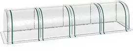 Outsunny plėvelinis šiltnamis su durelėmis, daigykla, augalų namelis, plėvelė, plienas, PVC, skaidrus, 395 x 100 x 80 cm