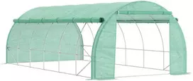 "Outsunny" polietileninis šiltnamis 6x3x2 m Įėjimas, apsauga nuo UV spindulių, susukamas dangtis, vamzdinis plienas, žalias