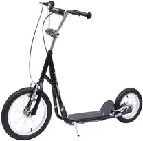 HOMCOM vaikiškas paspirtukas 16/12 colių paspirtukas su stabdžiais, miesto paspirtukas, kickboard vaikams nuo 5 metų, juodas, 135x58x92-100 cm