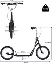 HOMCOM Miesto paspirtukas vaikams ir suaugusiems su pneumatinėmis padangomis Kick scooter - juodas