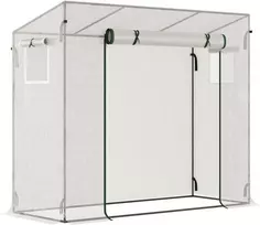 Outsunny plėvelinis šiltnamis su susukamosiomis durimis ir šoniniu langu, 200x68x196 cm, atsparus vėjui, plienas ir PE, baltas