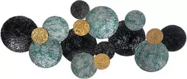 HOMCOM 3D sieninė tapyba, metalinis paveikslas, sieninė skulptūra, svetainės menas, modernus, 121x53cm, auksinis, juodai mėlynas