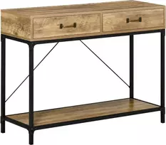 HOMCOM Šoninis staliukas Konsolinis staliukas Įėjimo staliukas 2 stalčiai Po lentyna vintage Ruda+juoda 100 x 35 x 76,5 cm