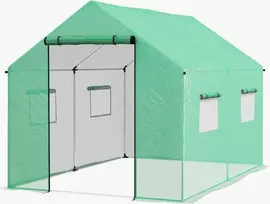 "Outsunny" plėvelinis šiltnamis 2x3x2 m Vėjo nepraleidžiantis šiltnamis su susukamu langu ir apsauga nuo UV spindulių, idealiai tinka pomidorams, plieninė konstrukcija, žalias