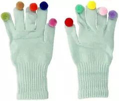Topt Pirštinės telefonams with pom poms LIGHT Mėlynas