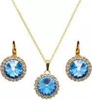 Diamond Sky Jewelry Papuošalų rinkinys moterims DiamondSky Clarice (Aquamarine Mėlyna) su Swarovski kristalais