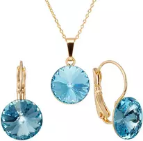 Diamond Sky Jewelry Papuošalų rinkinys moterims DiamondSky Clarice II (Aquamarine Mėlyna) su Swarovski kristalais
