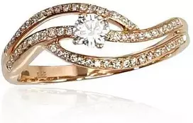 Auksinis žiedas su deimantais moterims Diamond Sky „Golden Wave VI“