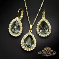 Diamond Sky Jewelry Papuošalų rinkinys moterims DiamondSky „Celestial Drop (Sidabrinis Night)“ su Swarovski kristalais