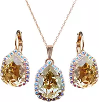 Diamond Sky Jewelry Papuošalų rinkinys moterims DiamondSky „Celestial Drop III (Golden Shadow)“ su Swarovski kristalais