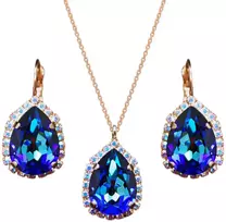 Diamond Sky Jewelry Papuošalų rinkinys moterims DiamondSky „Celestial Drop III (Bermuda Mėlyna)“ su Swarovski kristalais