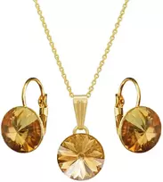 Diamond Sky Jewelry Papuošalų rinkinys moterims DiamondSky Clarice II (Golden Shadow) su Swarovski kristalais