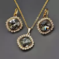 Diamond Sky Jewelry Papuošalų rinkinys moterims DiamondSky „Glare III (Sidabrinis Night)“ su Swarovski kristalais