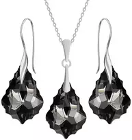 Diamond Sky Jewelry Sidabrinis papuošalų rinkinys moterims DiamondSky „Baroque IV (Sidabrinis Night)“ su Swarovski kristalais