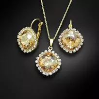 Diamond Sky Jewelry Papuošalų rinkinys moterims DiamondSky „Glare III (Golden Shadow)“ su Swarovski kristalais