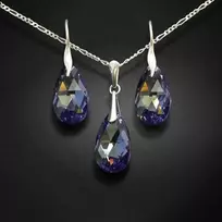 Diamond Sky Jewelry Sidabrinis papuošalų rinkinys moterims DiamondSky „Baroque (Tanzanite AB)“ su Swarovski kristalais