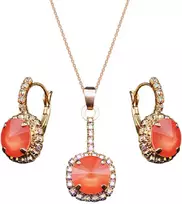 Diamond Sky Jewelry Papuošalų rinkinys moterims DiamondSky "Clarice VII (Light Coral)" su Swarovski kristalais